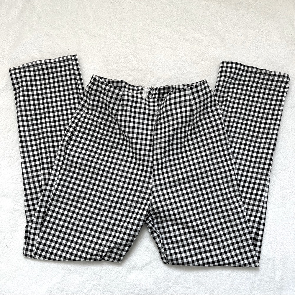 Black & White Gingham Straight Leg Pants